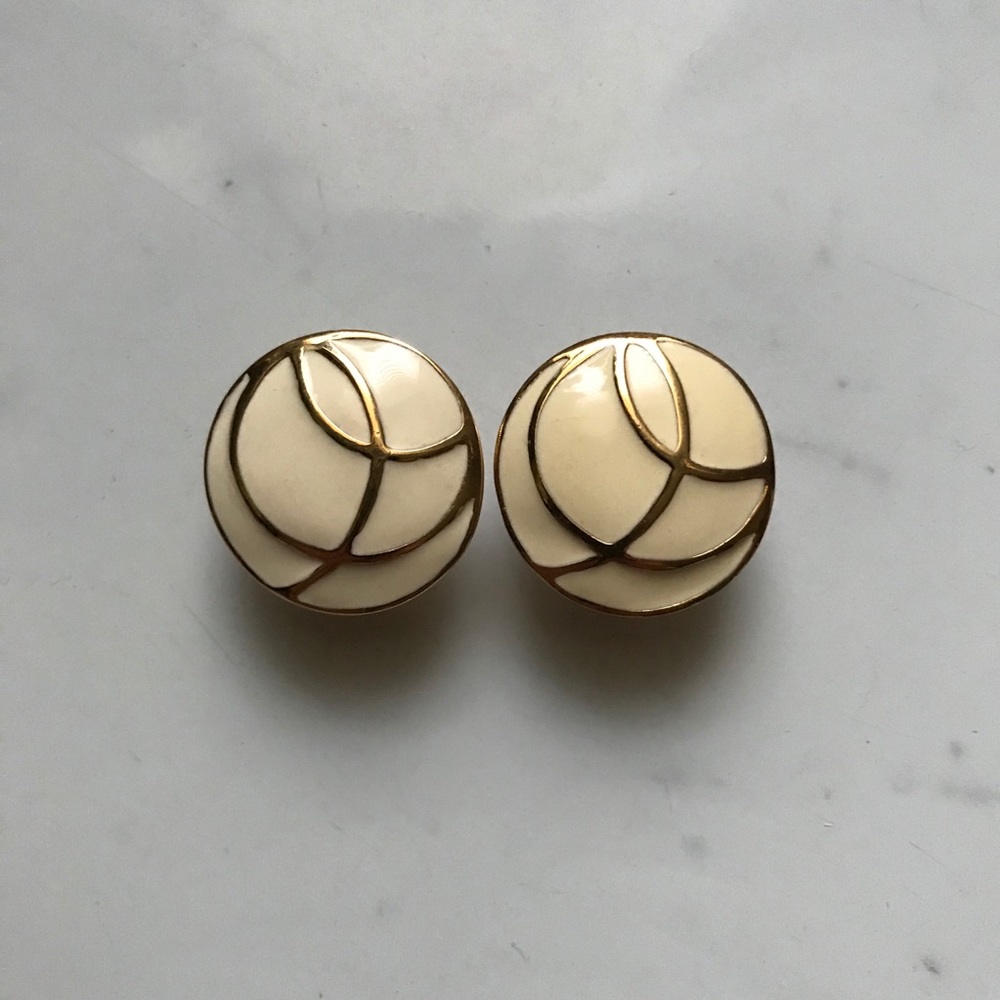 Vintage Monet Pierced Earrings with Clip Gold Tone